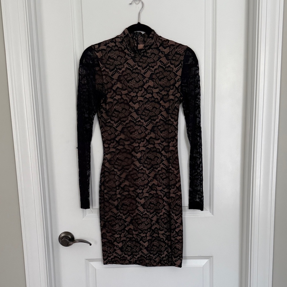 Dress the Population Black and Nude Lace Dress